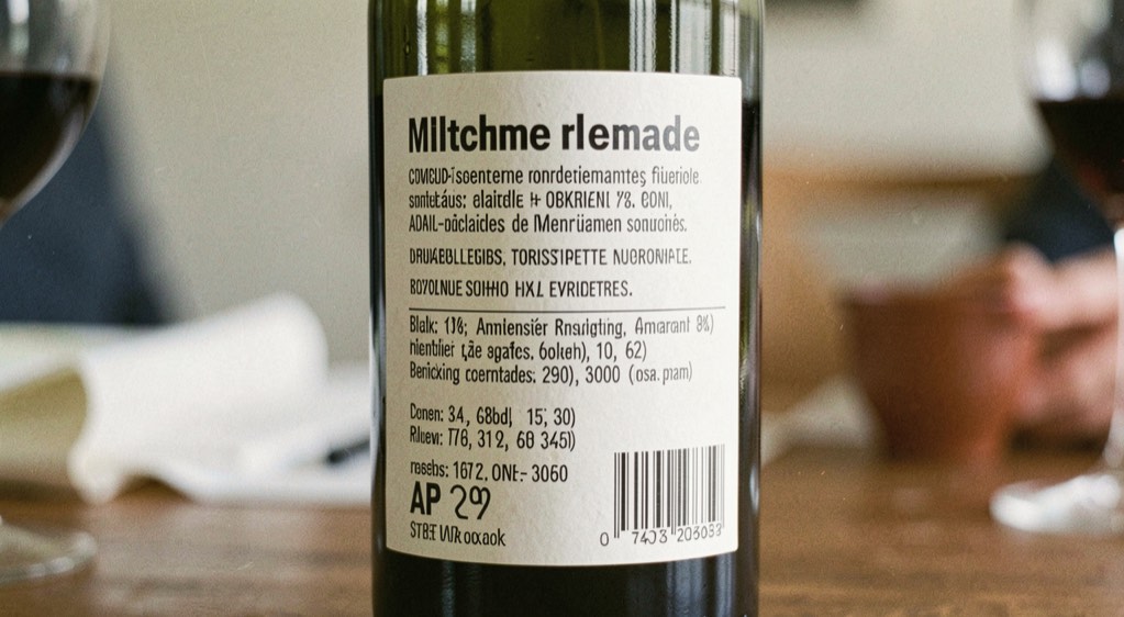 Le contre-étiquette d’une bouteille de vin allemand avec le bloc des mentions obligatoires et le numéro AP